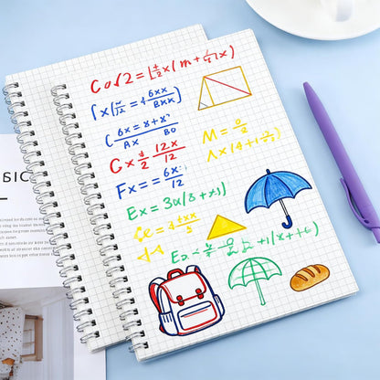 A5 Graph Paper Notebook, 5 Pack Spiral Grid Notebooks, 5.7"x 8" Graph Paper Spiral Notebook, Flexible Plastic Cover, 80 Sheets/160 Pages, for School Office Students Writing Graphing