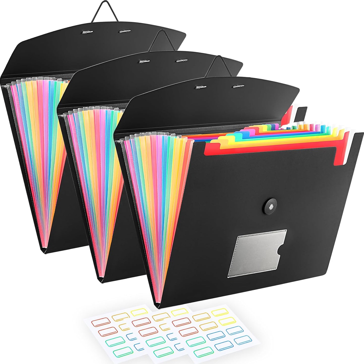5-Pack 13-Pocket Expanding File Folder, Accordion File Organizer with Labels, Fits Letter Size & A4 Paper, for Home Office School College Supplies
