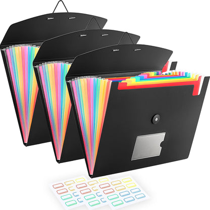 5-Pack 13-Pocket Expanding File Folder, Accordion File Organizer with Labels, Fits Letter Size & A4 Paper, for Home Office School College Supplies