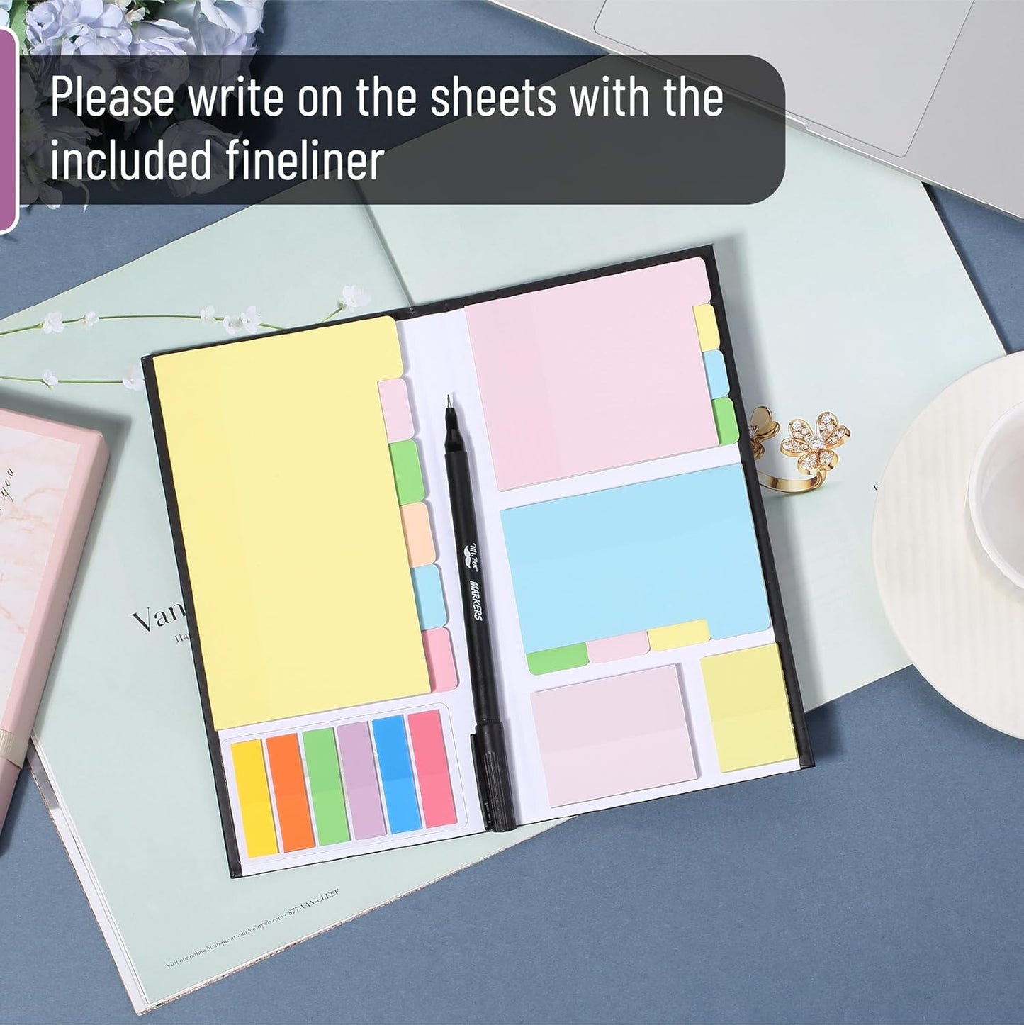 Mr. Pen- Sticky Notes Set, 410 Pack, Ruled, Dotted & Blank Notes with 150 Index Tabs, Divider Sticky Pads for Bible Study, Office, School, Planning, Journaling & Organization