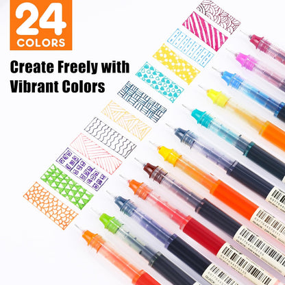RIANCY 12 Pack Black Liquid Ink Rollerball Gel Pens, 0.5mm Extra Fine Point Tip, Smooth Writing Quick Drying No Smear No Bleed for Journaling, Drawing, Sketching, School Notes & Art Supplies
