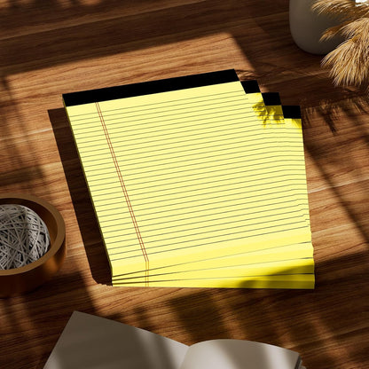 Legal Pads 8.5 x 11 College Ruled Note Pads 8.5 x 11.75 Yellow Notepad 80gsm Lined Paper Pads, 30 Sheets per Pad, 2 Pack Perforated Writing Pads Perfect for Office, Home, School