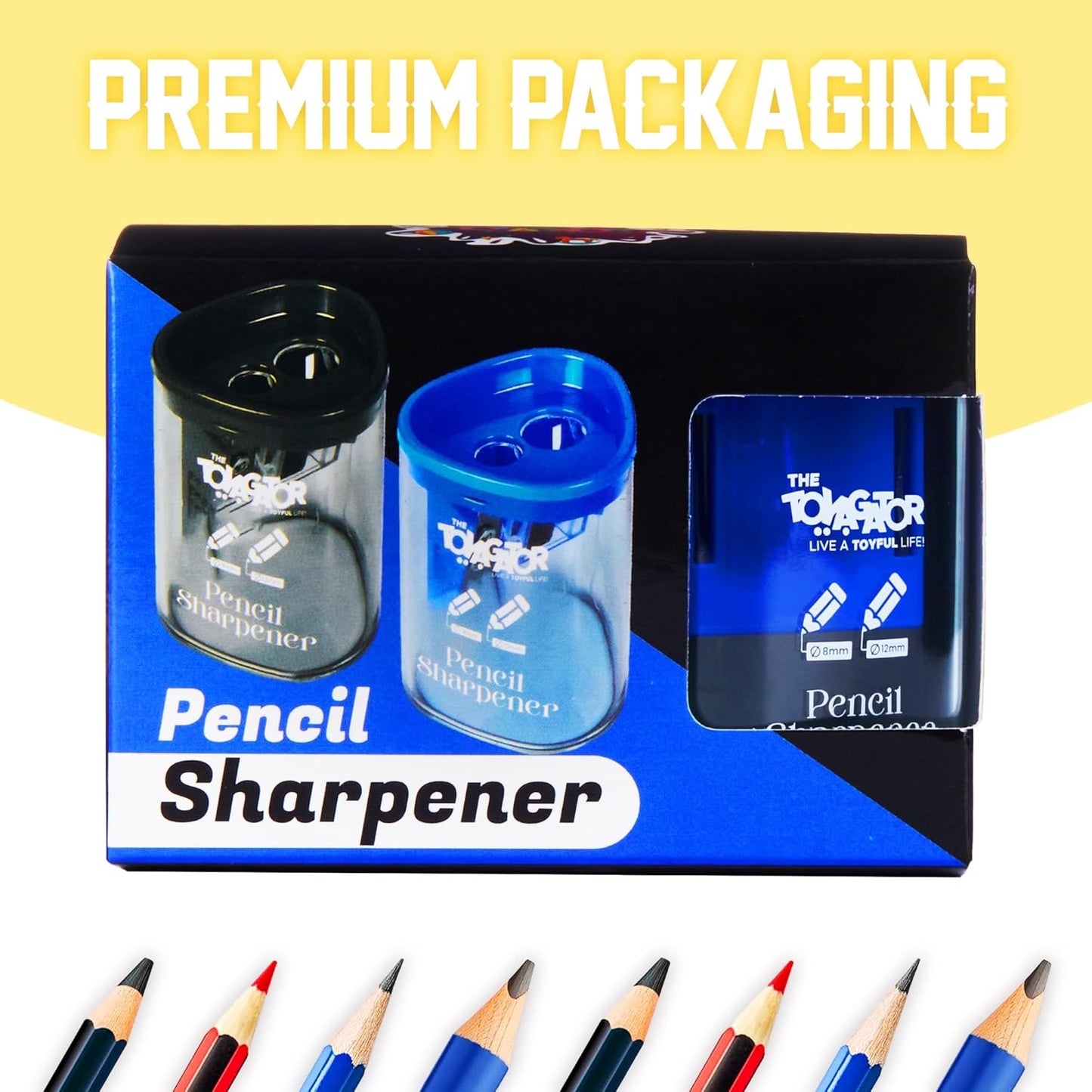 Manual Pencil Sharpener - 2 Pcs Dual Hole Pencil Sharpeners for Standard & Large Sized Pencils - Premium Quality Handheld Pencil Sharpener for Kids, Adults, Artists, Home & Office Uses