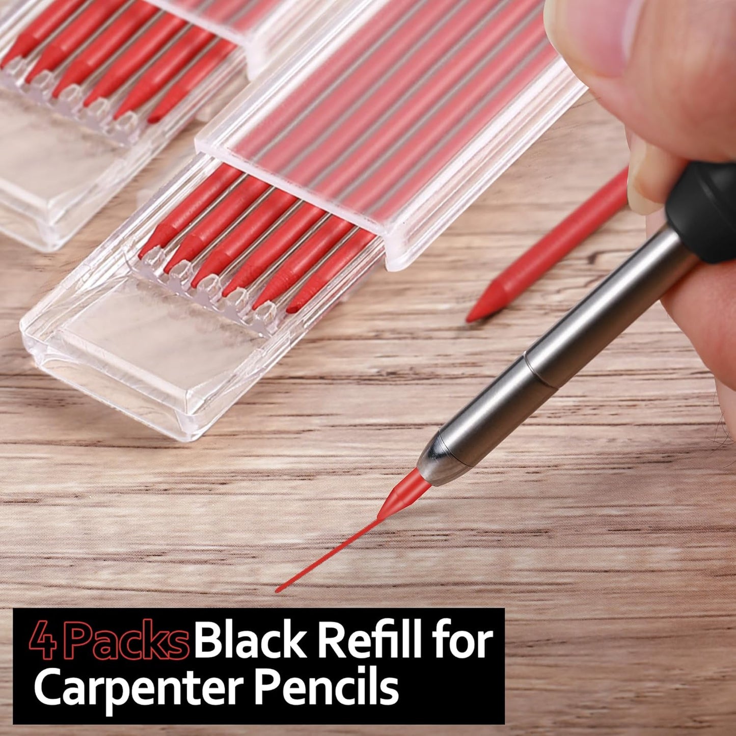 Hiboom 24 Pieces 2.8mm HB Refill for Carpenter Pencil, Study Long Lasting Pencil for Mechanical Pencil Woodworking Construction (Black)
