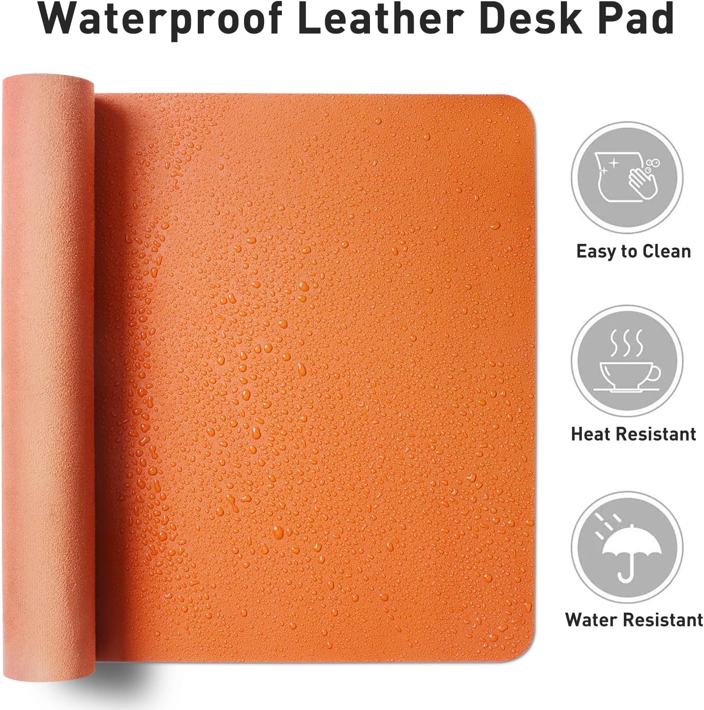 Aothia Leather Office Desk Pad Protector, Non-Slip PU Leather Desk Blotter, Waterproof Laptop Writing Mouse Pad for Office and Home, Black, 31.5" x 15.7" - Colors B