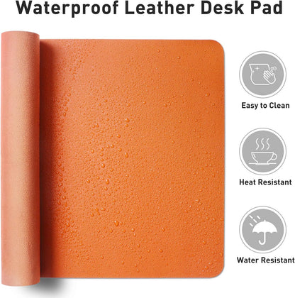 Aothia Leather Office Desk Pad Protector, Non-Slip PU Leather Desk Blotter, Waterproof Laptop Writing Mouse Pad for Office and Home, Black, 31.5" x 15.7" - Colors B