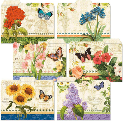 Current Floral Fun File Folders Value Pack - Bulk Set of 24, 6 Pretty Decorative Designs, 1/3 Cut Tabs, Heavy-Duty Paper Stock, Office Supplies for Home & Work, 9-½” x 11-¾” Letter Size