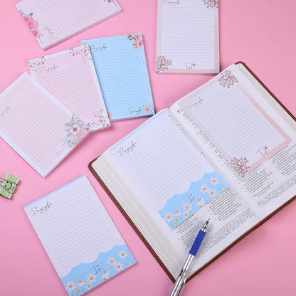 Mr. Pen- Floral Lined Sticky Notes, 4" x 6", 6 Pads, 60 Sheets/Pad, Large Aesthetic Sticky Notes with Lines, Ruled Post Stickies, Memo Pads, Self-Stick Note Pad for Office, School, Home, Study