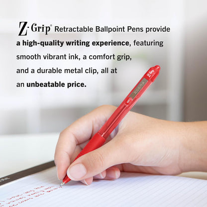 Zebra Pen Z-Grip Retractable Ballpoint Pen, Smooth-Flowing Black Ink, 1.0mm Medium Point, School & Office Supplies, Ideal for Note-Taking, Journal and Planner Use, 18-Pack (22218)