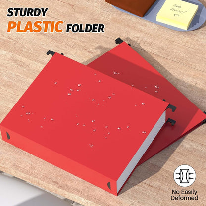 Shutex Extra Capacity Plastic Hanging File Folders,12 Pack Reinforced Hang Folders,Heavy Duty 2 Inch Expansion,Plastic Filing Cabinet Folders,Letter Size,Designed for Bulk Files, Medical Charts,Blue