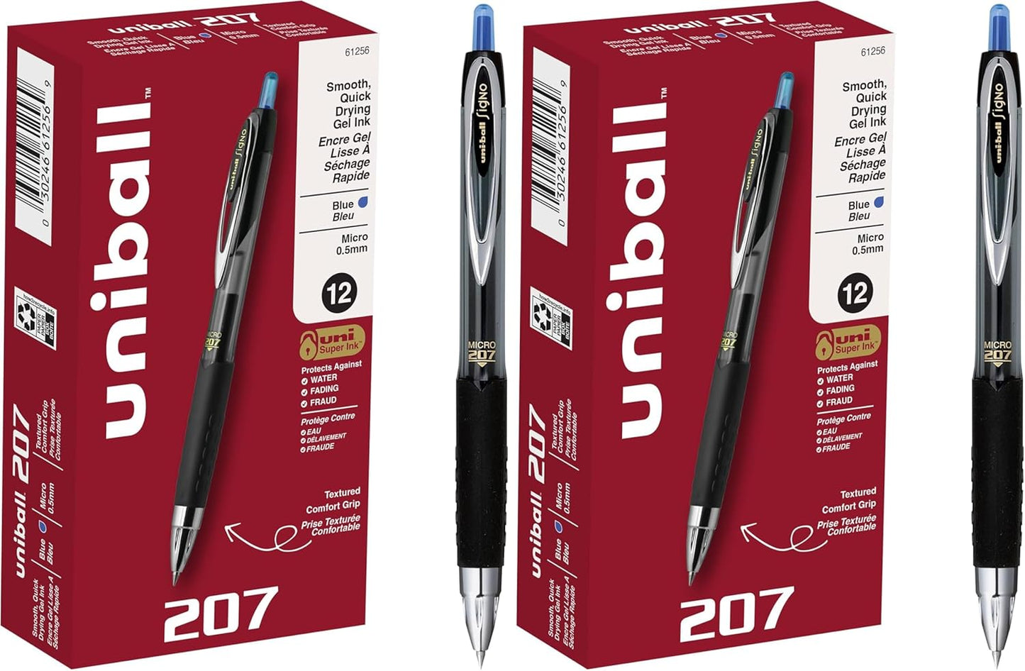 uniball 207 Plus+ Retractable Gel Pens, Medium Point (0.7mm), Black, 4 Pack