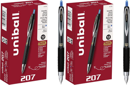 uniball 207 Plus+ Retractable Gel Pens, Medium Point (0.7mm), Black, 4 Pack