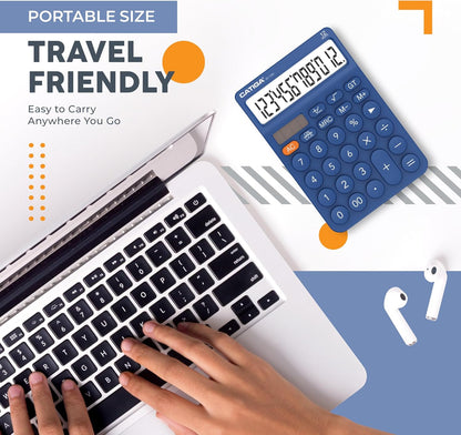 CATIGA 12 Digit Desktop Calculator Basic Desk Calculator with Large LCD Display, Big Buttons, 4 Function, Solar and Battery Dual Power, for Office, School, Home, SD-1292 Green