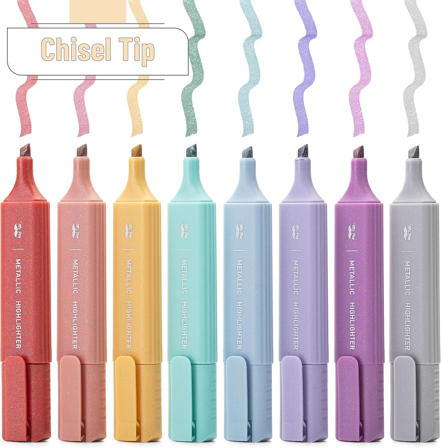Mr. Pen- Pastel Highlighters, 8 Pack, Highlighters with Firm Chisel Tip, Quick Dry & Non-Toxic, No Bleed on Standard Paper, Ideal for Highlighting, Underlining, Journaling & Coloring