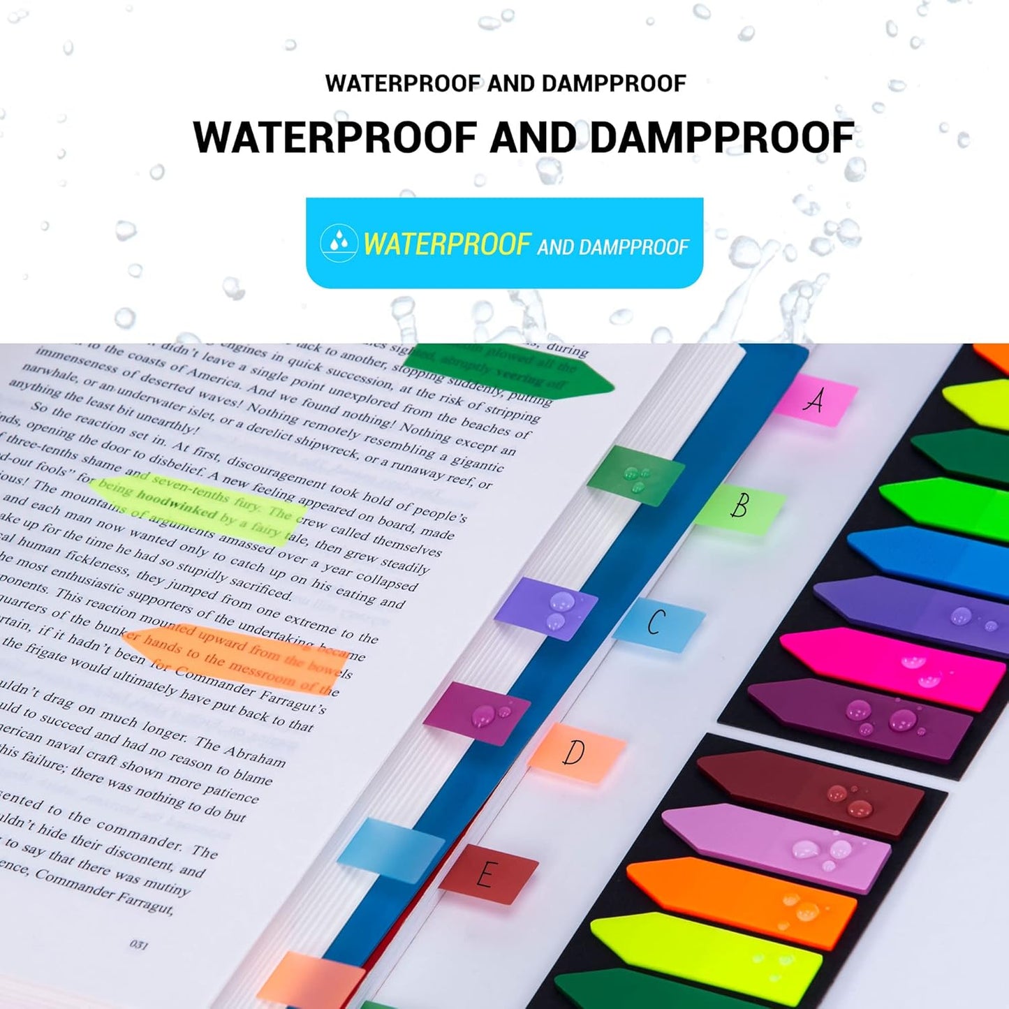 Golcellia Fluorescent Translucent Sticky Note Flags, 1200 Pcs Total, Pack of 10 Color Tabs, Arrow Index Tabs, Page Flag Markers