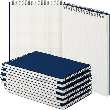 Engrowtic 2 Pack Graph Paper Spiral Notepad A5 Top Wirebound Notepad Grid Notebook Steno Pads Memo Notebook Grid Paper 140 Pages for Writing Sketching Drawing Office Supplies (Black)