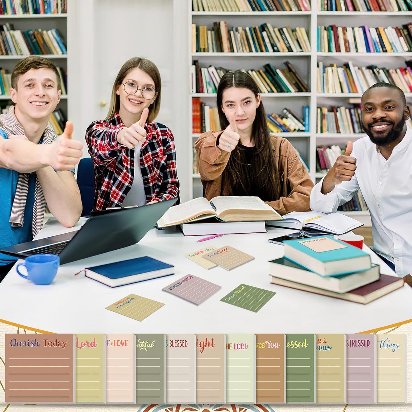 Yinder 48 Pcs Inspirational Sticky Notes Cute Motivational Sticky Notes Pad End of Year Employee Appreciation Gifts Bulk for Teacher Nurse Coworkers Office Supplies 3 x 3'' (Thank You,Dark Color)