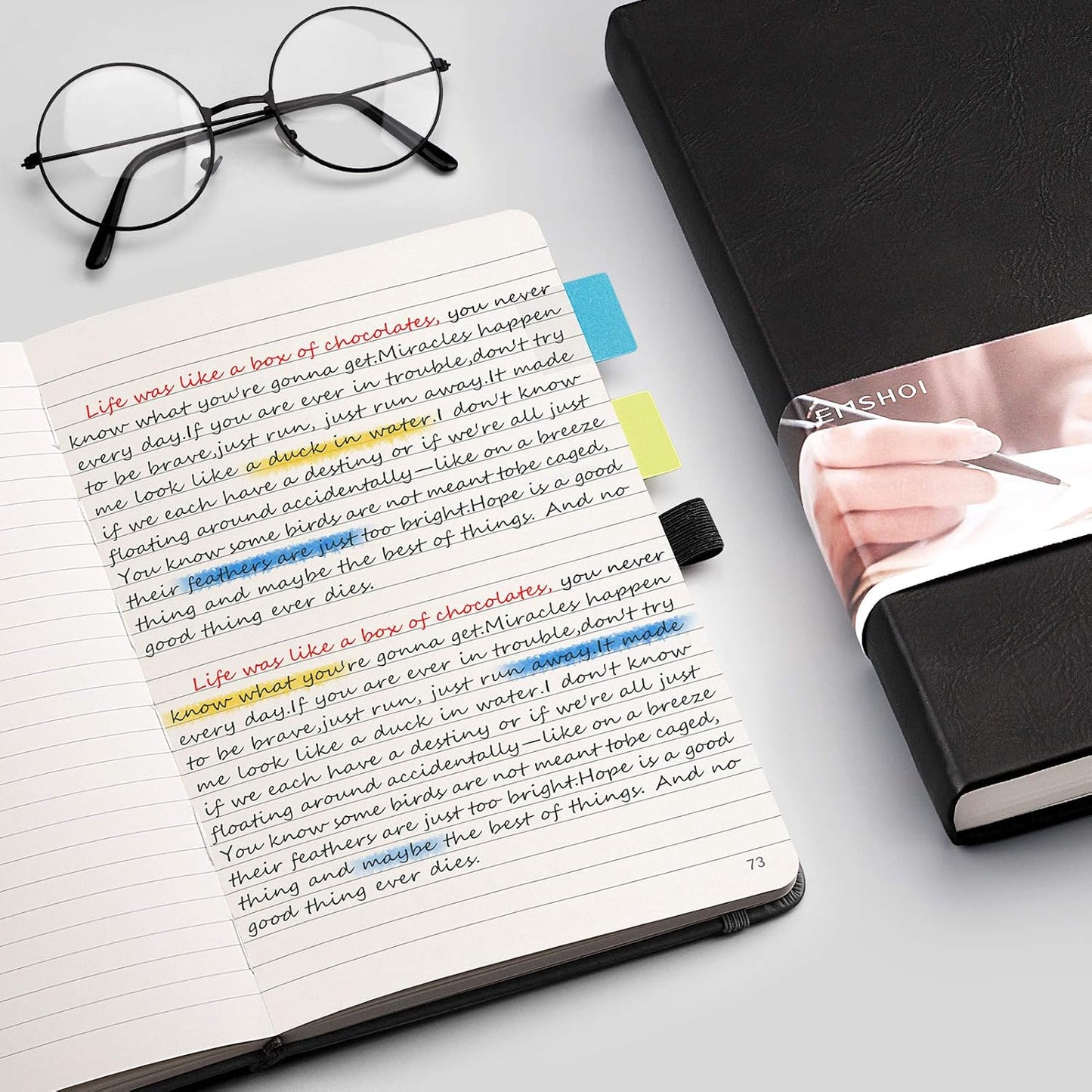 EMSHOI Graph Paper Notebook - 256 Pages A5 Graph Notebook/Journal, Hard Cover, 120gsm Thick Paper, Smooth PU Leather, Inner Pocket, 5.75'' × 8.38''-Black
