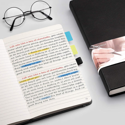 EMSHOI Graph Paper Notebook - 256 Pages A5 Graph Notebook/Journal, Hard Cover, 120gsm Thick Paper, Smooth PU Leather, Inner Pocket, 5.75'' × 8.38''-Black
