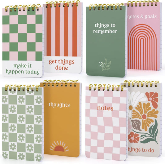 ZICOTO Aesthetic Pocket Notebooks Set Of 8 - Small 3x5 Spiral Notepads With Lined Pages For Women - The Perfect Little Mini Pads to Stay Organized and Boost Productivity at Work or School