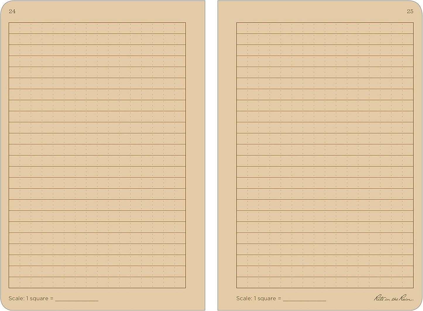Rite In The Rain Weatherproof Stapled Notebook, 4.625" x 7", Orange Cover, Universal Pattern, 3 Pack (No. OR71FX)