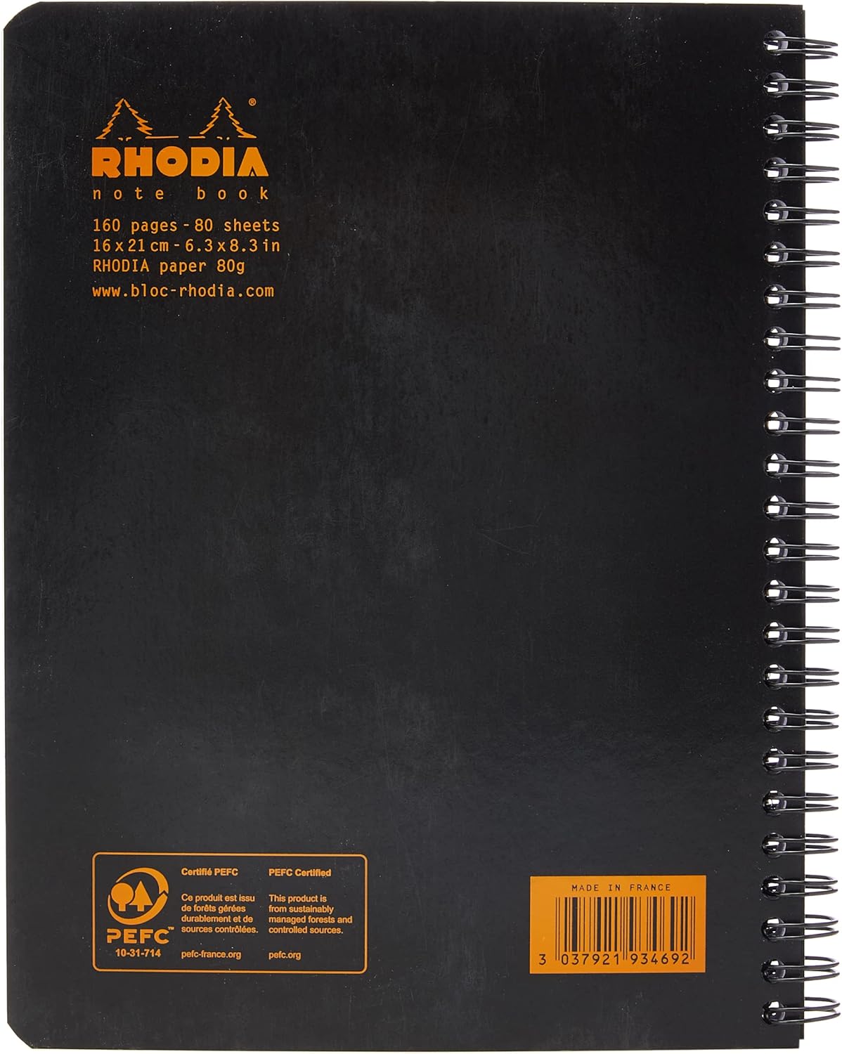 Rhodia 193101C - Spiral Notebook (Full Bound) White Notebook - A4+ - Ruled - 160 Detachable Pages - Clairefontaine Paper 80 g/m - Soft and Resistant Coated Card Cover - Classic