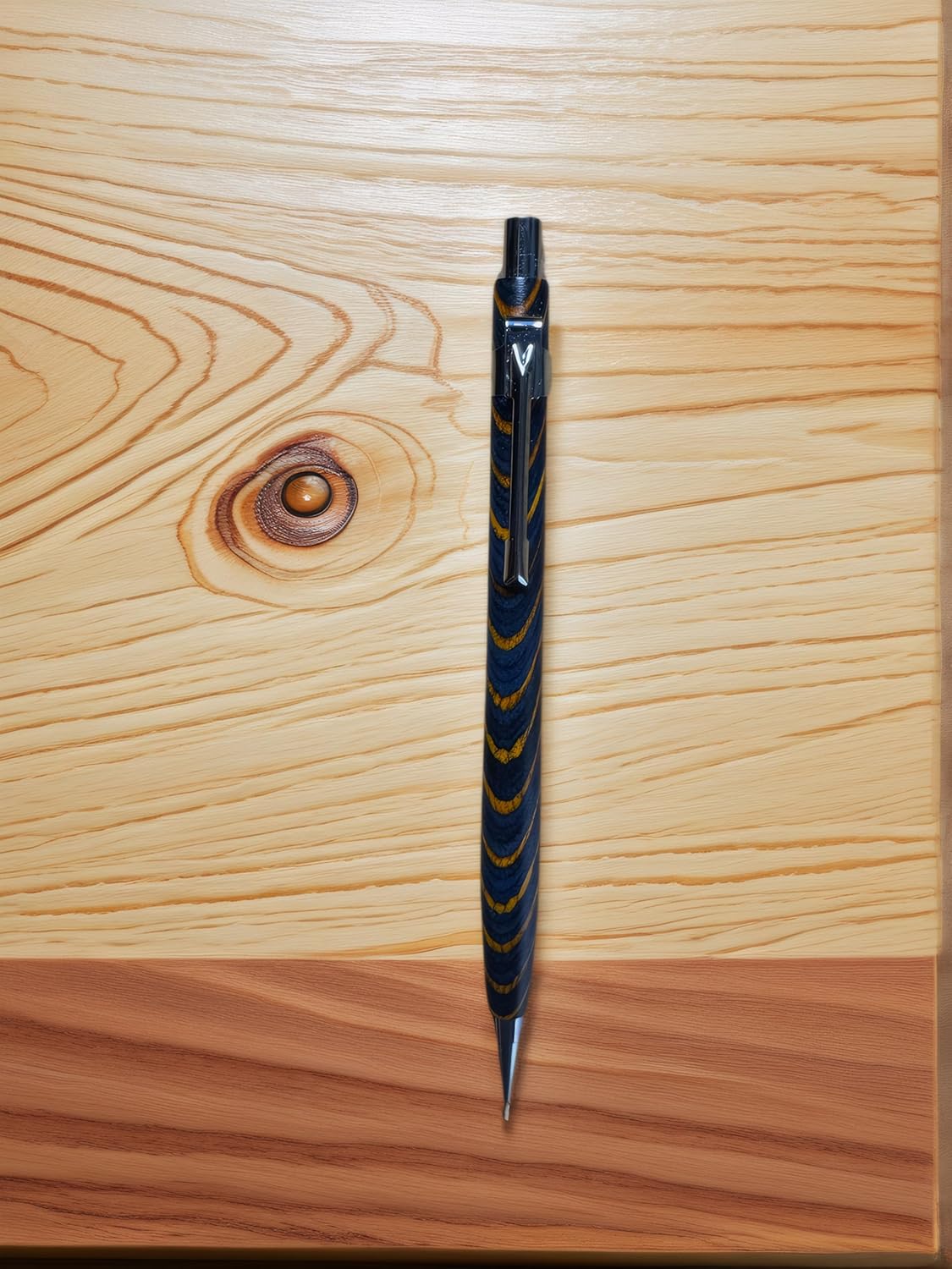 Spiral Grain Wooden Mechanical Pencils -Unique Colors Airplane Aluminum Core Artist's Drawing Pencil Comes with Gift Box (Walnut)