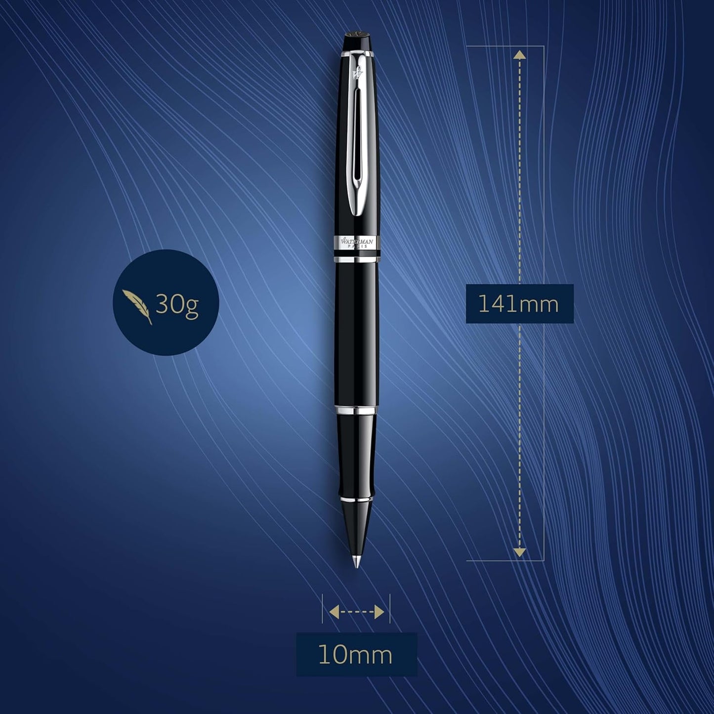 Waterman Expert Rollerball Pen, Gloss Black with 23k Gold Trim, Fine Point, Black Ink, Luxury Pen in Gift Box, Great Gift for Coworker