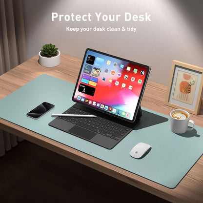 Aothia Non-Slip Waterproof PU Leather Desk Pad Protector for Mouse, Writing Desk, Office, Home, Laptop Blotter, 23.6" x 13.7", Black - Colors B
