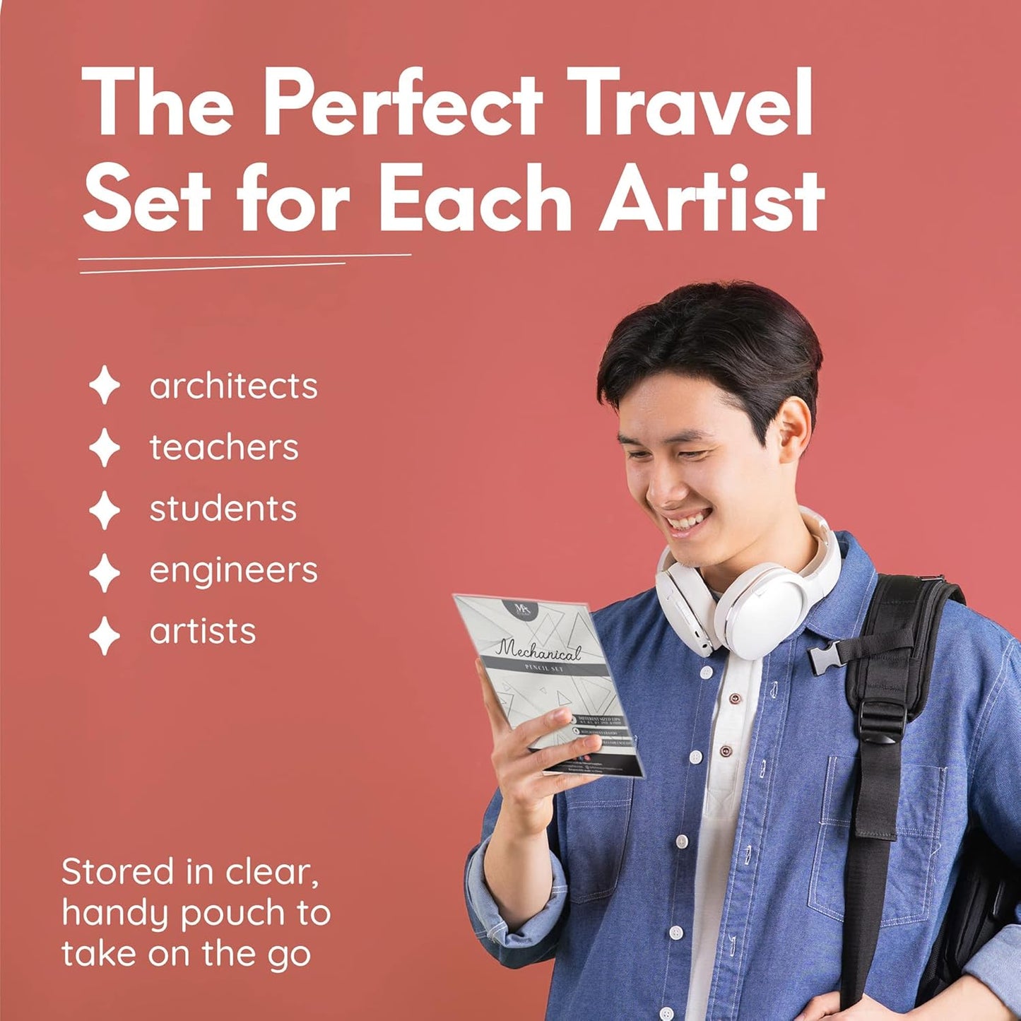 Mozart Essential Set of Lead Refills - 4 Sizes: 0.3, 0.5, 0.7 & 0.9 mm with 100 HB Lead Refills for Each - for Sketch, Architecture, Drafting, Art, Drawing Supplies, Metal Mechanical Pencils
