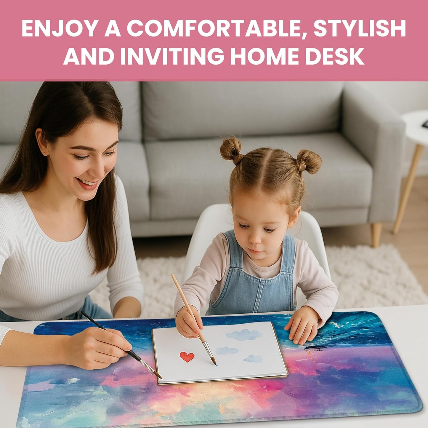 Large Mouse Pad for Desktop, Cute Desk Mat Pad Protector for Work & Gaming, Aesthetic Pretty Anti-Slip Laptop Blotter Cover for Office School Home Supplies, Wildflowers, 31.5" x 11.8"
