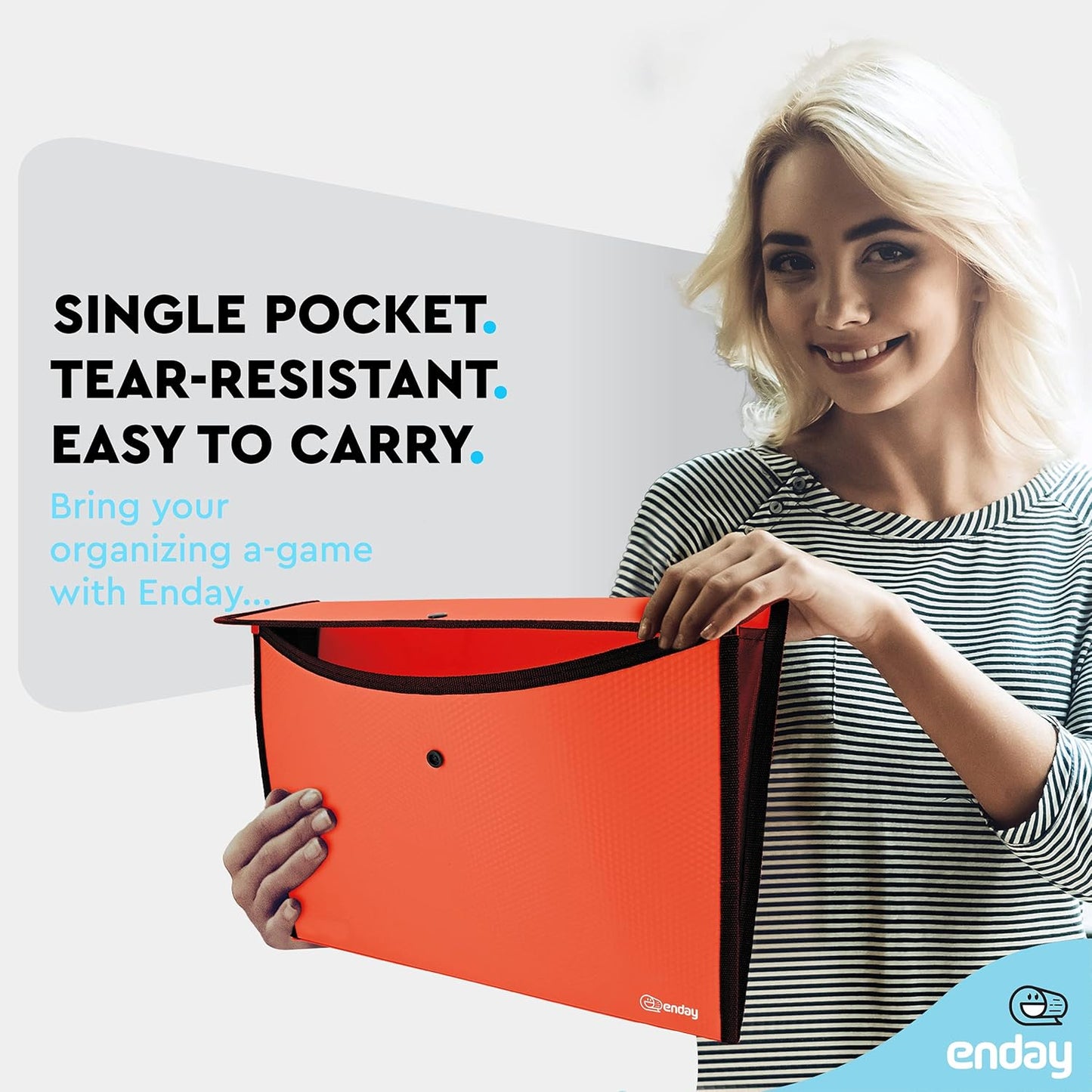 Square Flap Document Holder Blue, Expanding File Folder, A4 Letter Size Reusable Filling Envelopes, Snap Closure Wallet File Pouch Also Available in Pink, Purple, Green, Red, Grey, 1 Pc– By Enday