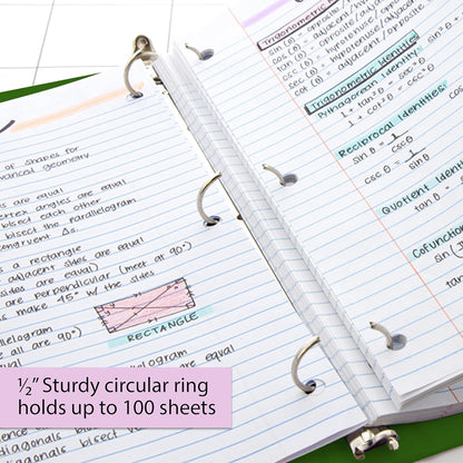 BAZIC Products 3 Ring Binder - Green, Economy View Binder with Clear Overlay Cover and Round Rings, Organizer for School Office Home Use, 0.5-inch Capacity Holds 100 Sheets Paper, 1-Pack