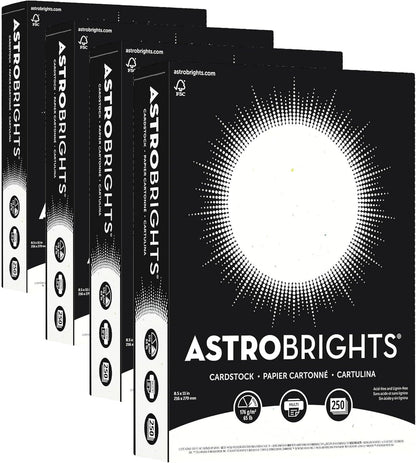 Astrobrights® Card Stock, Stardust White, Letter (8.5" x 11"), 65 Lb, Pack Of 250
