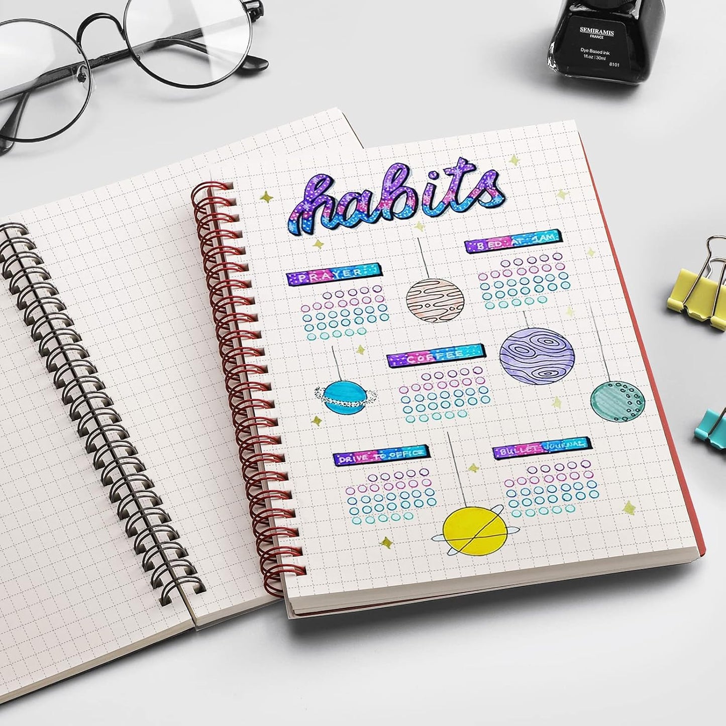 EMSHOI Dotted Journal Spiral Notebook 5.7" x 8.22" - 4 Pack 640 Pages 100gsm Thick Paper, A5 Dot Grid Notebook, Plastic Hardcover Dotted Notebook for Journaling Writing