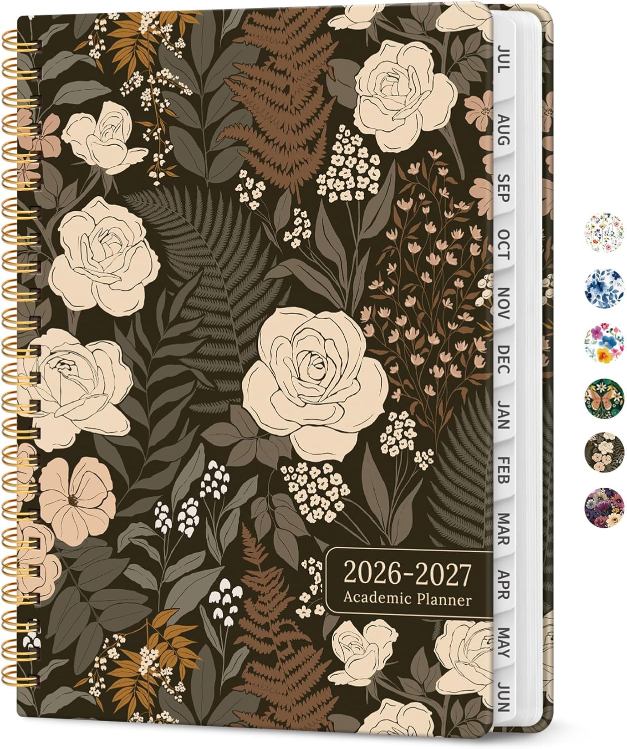 Planner 2026-2027, Academic Year Monthly and Weekly Calendar Planner, Jul 2026 - Jun 2027, Hardcover Teacher Student Planning Agenda book with Tabs, Perfect for School Office Supplies, 6.3" x 8.5" - Wildflowers