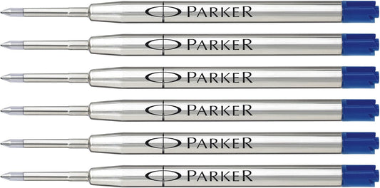 Parker Ball Point Pen Refills, Medium Point, Blue Ink, 6/Pack (3032631)