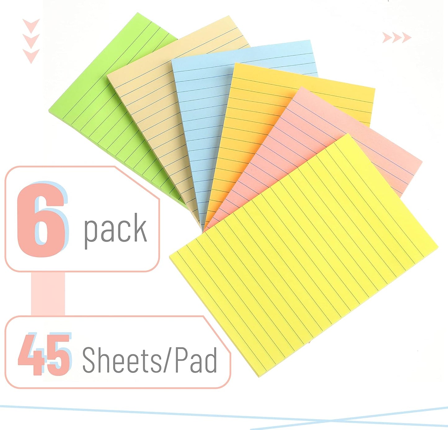 Mr. Pen- Lined Sticky Notes, 3" x 3", 12 Pads, 60 Sheets/Pad, Morandi Color, Bulk Sticky Notes with Lines, Ruled Post Stickies, Memo Pads, Self-Stick Note Pad for Office, School, Home, Study