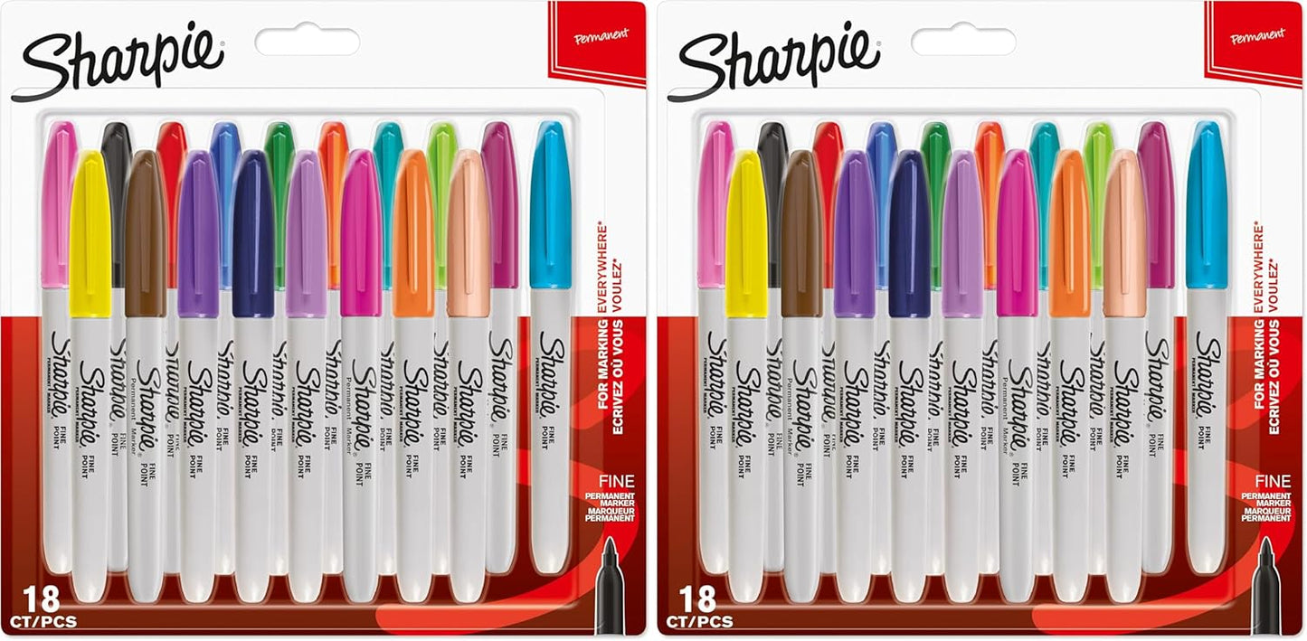 Sharpie Permanent Markers, Fine Point, Black, 12 Count