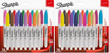 Sharpie Permanent Markers, Fine Point, Black, 12 Count