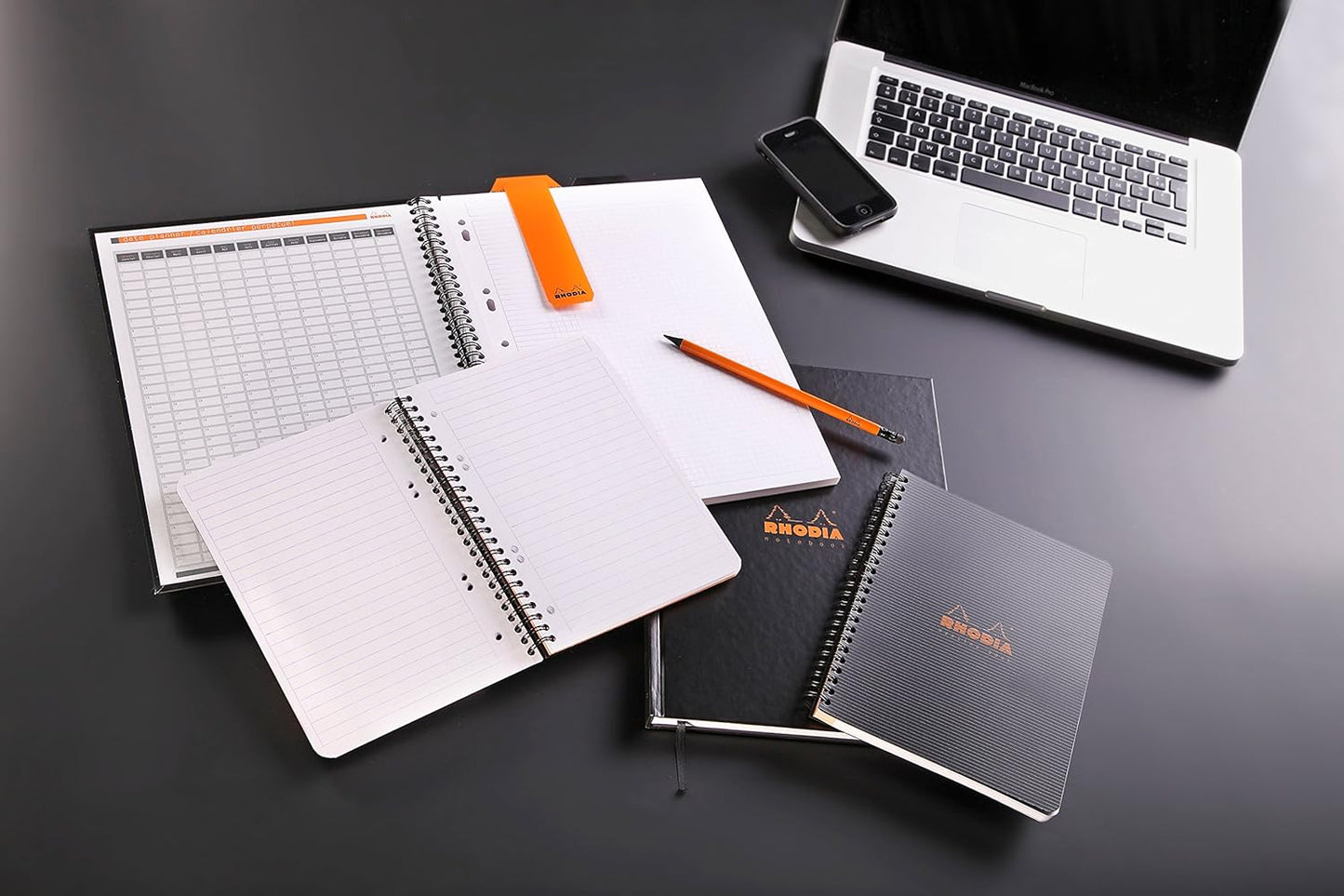 Rhodia Wirebound Notebooks - Lined w/ margin 80 sheets 8 1/4 x 11 3/4 in. - Black cover