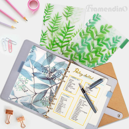 Framendino, 15 Pack Binder Index Dividers A5 Paper Insertable Page Tab Indexing Card for 6 Rings Notebooks Diary Journal Planner(3 Styles)