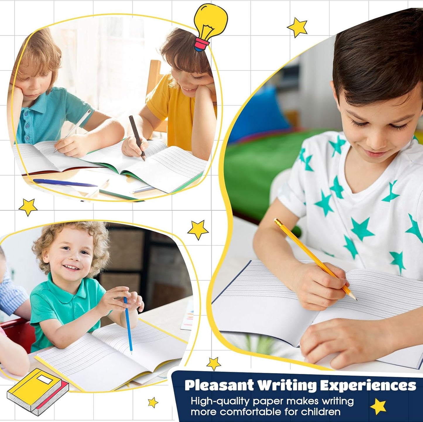 Henoyso 12 Pcs Primary Composition Notebook K-2 Primary Journal, Notebook for Kids Supplies, Bulk Blank Writing Book for Kid to Write Draw Journal 60 Page (9.8″ X 7.5″,Light Color)