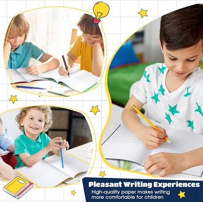 Henoyso 12 Pcs Primary Composition Notebook K-2 Primary Journal, Notebook for Kids Supplies, Bulk Blank Writing Book for Kid to Write Draw Journal 60 Page (9.8″ X 7.5″,Light Color)