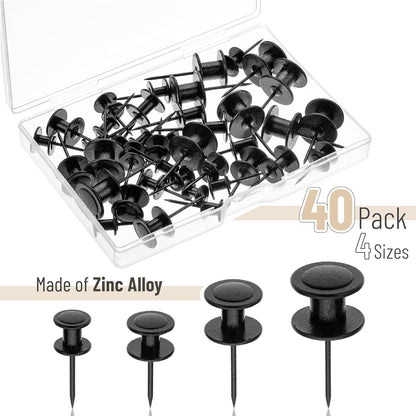 Mr. Pen- Double Headed Picture Hanging Nails, 50 Pack, Black, Push Pins for Wall
