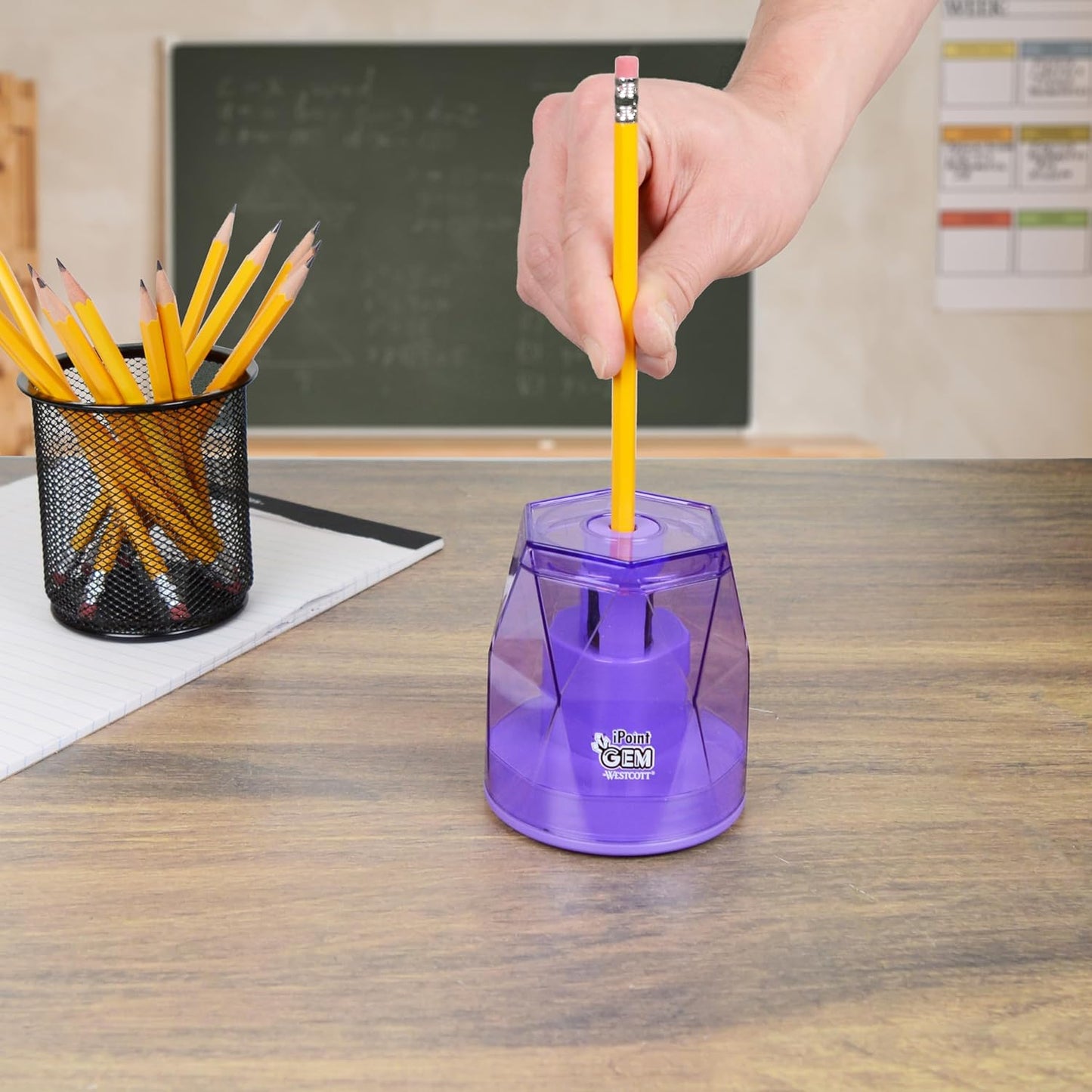 Westcott iPoint® GEM Battery Pencil Sharpener, Neon Green (00577)