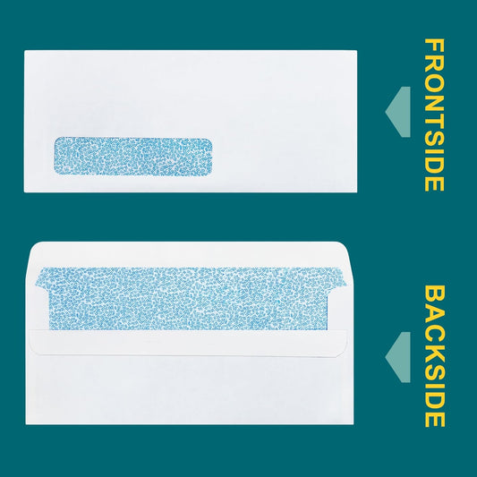 #10 Left Window Envelopes Self Seal - 20/pack - 4 1/8 x 9 1/2 inch - Business Envelopes with Flip & Seal Closure, Security Tinted for Invoices & Statements - White Letter Size