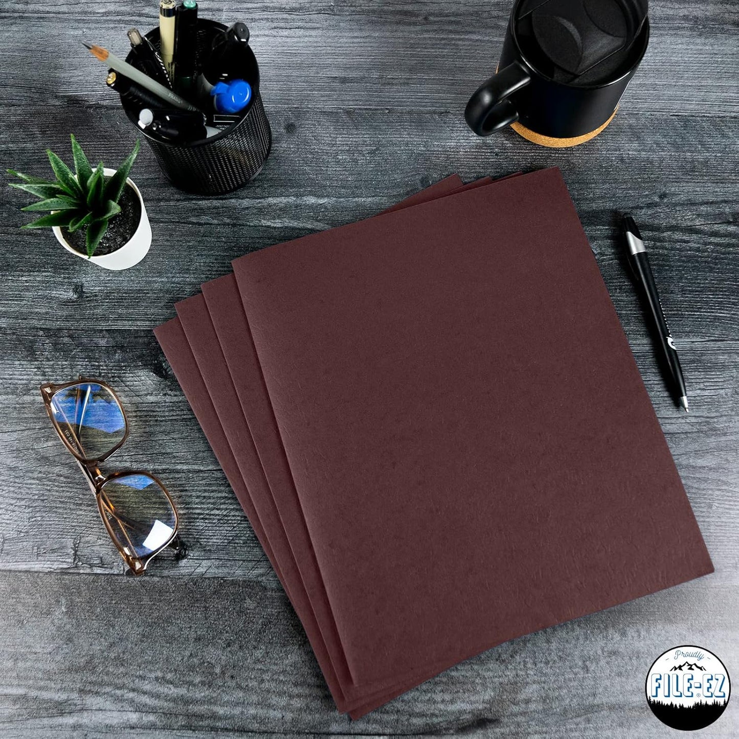 FILE-EZ Two-Pocket Folders, Navy Dark Blue, 25-Pack, Textured Paper, Letter Size (EZ-32523)