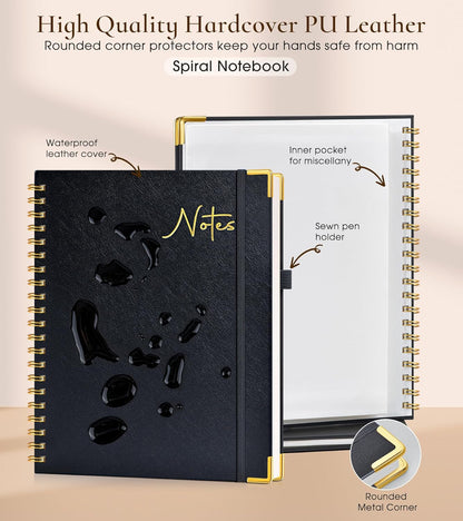 Hardcover Spiral Notebook Journal 8.5” x 11”, A4 Large Leather Notebooks for Women Men, Lined College Ruled Notebook, 50 Sheets/100 Pages, Spiral Bound Journals for Work School Note Taking, Green