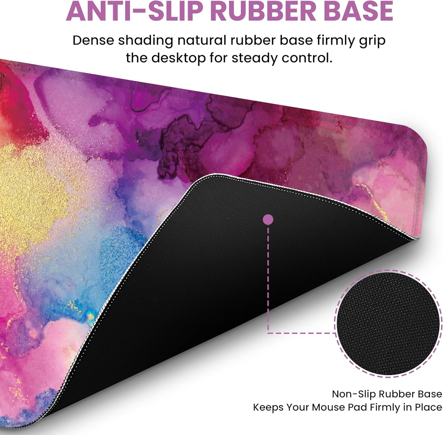 Large Mouse Pad for Desktop, Cute Desk Mat Pad Protector for Work & Gaming, Aesthetic Pretty Anti-Slip Laptop Blotter Cover for Office School Home Supplies, Wildflowers, 31.5" x 11.8"